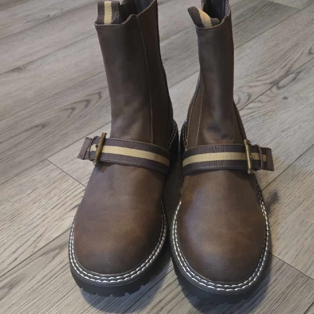 Nordstrom Brown Ankle Boots with Strap Detail